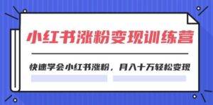 （11762期）2024小红书涨粉变现训练营，快速学会小红书涨粉，月入十万轻松变现(40节)-安稳项目网-网上创业赚钱首码项目发布推广平台-首码网