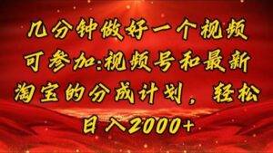 （11835期）几分钟一个视频，可在视频号，淘宝同时获取收益，新手小白轻松日入2000...-安稳项目网-网上创业赚钱首码项目发布推广平台-首码网