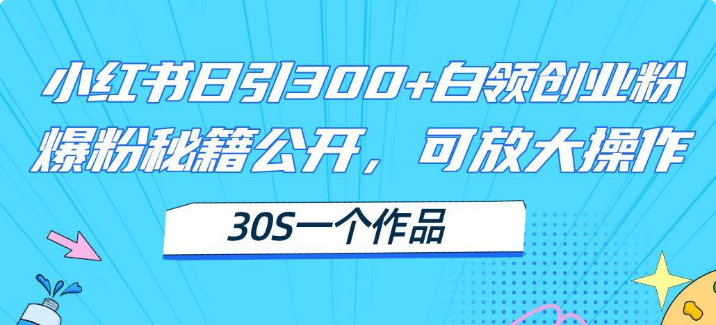 （11692期）小红书日引300+高质白领创业粉，可放大操作，爆粉秘籍！30s一个作品-安稳项目网-网上创业赚钱首码项目发布推广平台-首码网