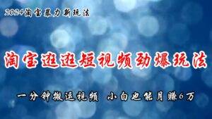 （11726期）淘宝逛逛短视频劲爆玩法，只需一分钟搬运视频，小白也能月赚6万+-安稳项目网-网上创业赚钱首码项目发布推广平台-首码网