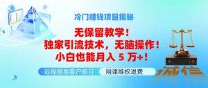 （11864期）冷门赚钱项目无保留教学！独家引流技术，无脑操作！小白也能月入5万+！-安稳项目网-网上创业赚钱首码项目发布推广平台-首码网