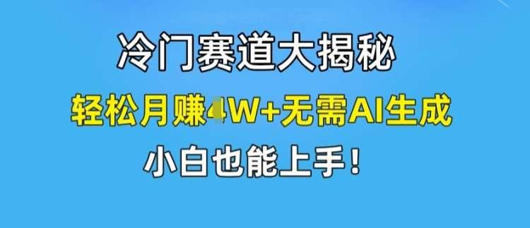 冷门赛道大揭秘，轻松月赚1W+无需AI生成，小白也能上手【揭秘】-安稳项目网-网上创业赚钱首码项目发布推广平台-首码网