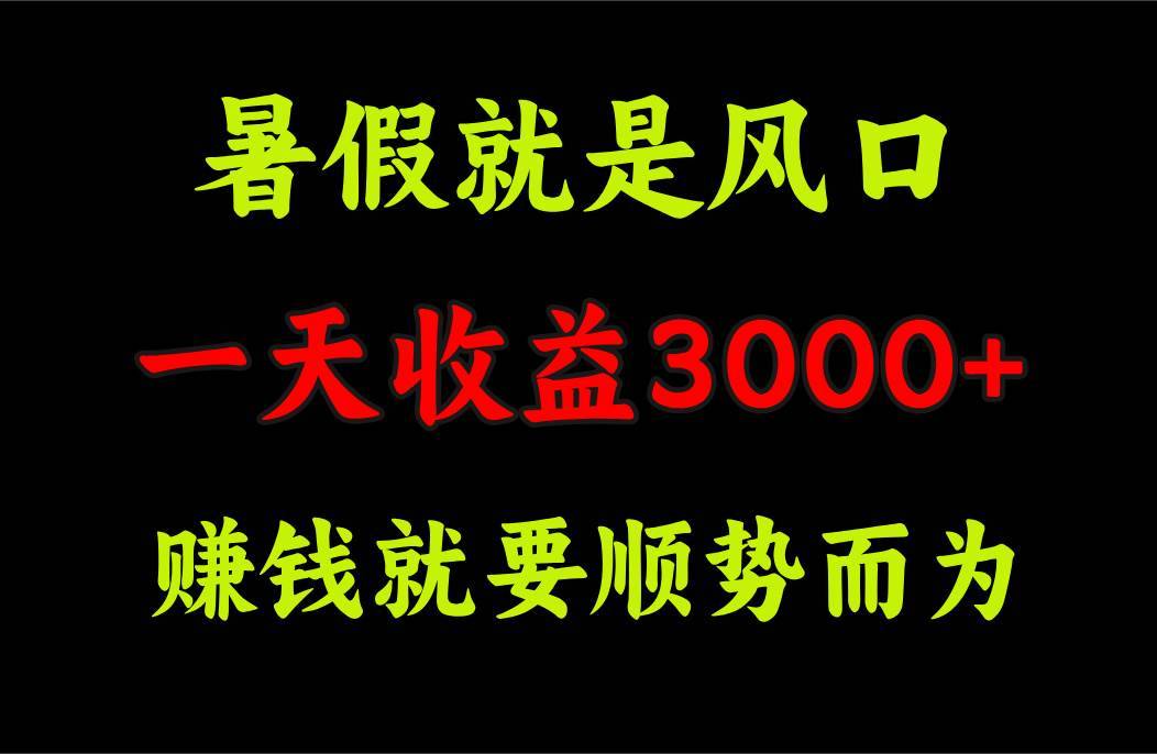 （11670期）一天收益3000+ 赚钱就是顺势而为，暑假就是风口-安稳项目网-网上创业赚钱首码项目发布推广平台-首码网