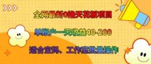 全网最新0撸天花板项目 单账户一天收益40-200 适合宝妈、工作室批量操作-安稳项目网-网上创业赚钱首码项目发布推广平台-首码网