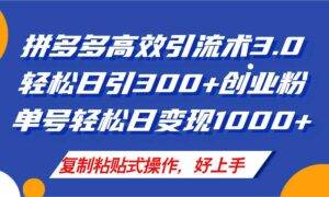 （11917期）拼多多店铺引流技术3.0，日引300+付费创业粉，单号轻松日变现1000+-安稳项目网-网上创业赚钱首码项目发布推广平台-首码网