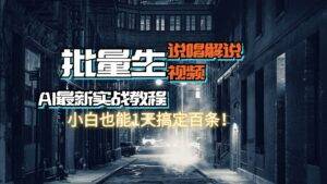 （11916期）【AI最新实战教程】日入600+，批量生成说唱解说视频，小白也能1天搞定百条-安稳项目网-网上创业赚钱首码项目发布推广平台-首码网