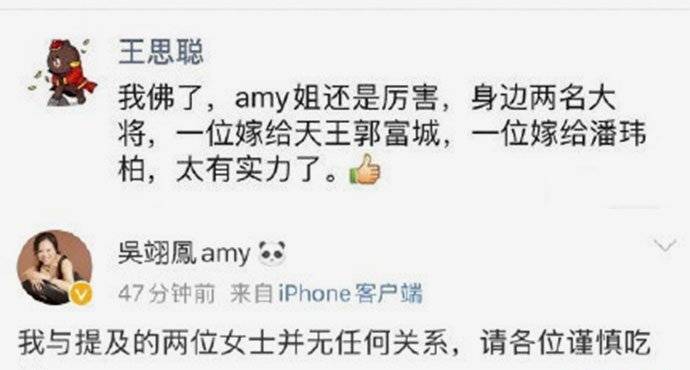 被王思聪吃瓜波及吴翊凤辟谣说了什么 王思聪提到的Amy姐到底是谁