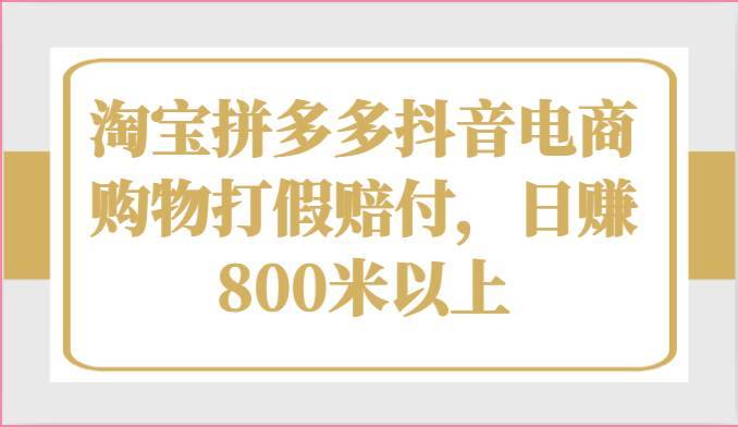 淘宝拼多多抖音电商购物打假赔付，日赚800米以上-安稳项目网-网上创业赚钱首码项目发布推广平台-首码网