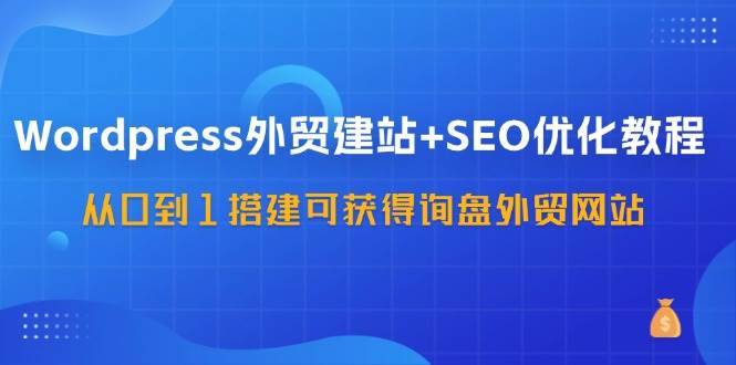 WordPress外贸建站+SEO优化教程，从0到1搭建可获得询盘外贸网站（57节课）-安稳项目网-网上创业赚钱首码项目发布推广平台-首码网