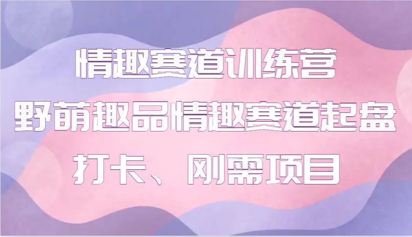 情趣赛道训练营 野萌趣品情趣赛道起盘打卡、刚需项目-安稳项目网-网上创业赚钱首码项目发布推广平台-首码网