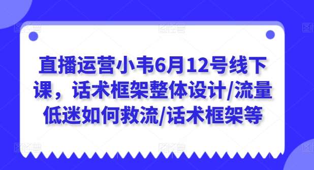 直播运营小韦6月12号线下课，话术框架整体设计/流量低迷如何救流/话术框架等-安稳项目网-网上创业赚钱首码项目发布推广平台-首码网