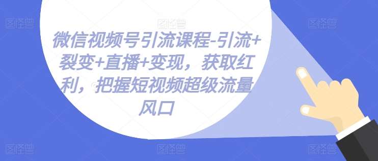 微信视频号引流课程-引流+裂变+直播+变现，获取红利，把握短视频超级流量风口-安稳项目网-网上创业赚钱首码项目发布推广平台-首码网