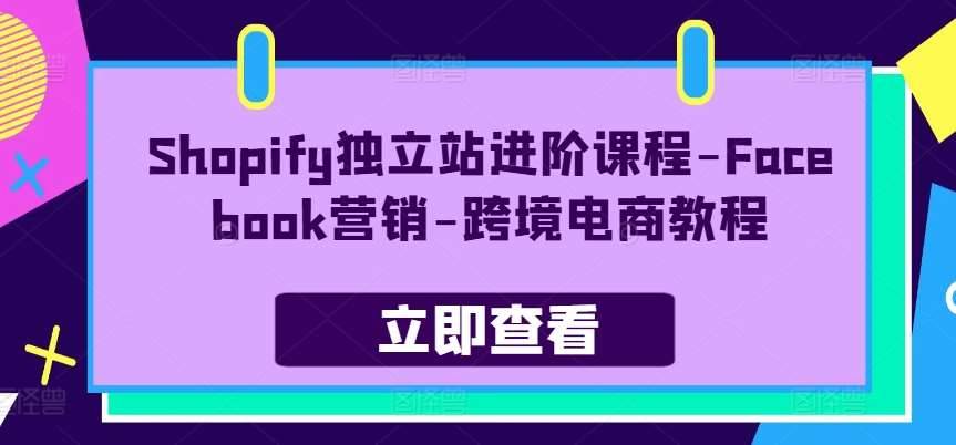 Shopify独立站进阶课程-Facebook营销-跨境电商教程-安稳项目网-网上创业赚钱首码项目发布推广平台-首码网