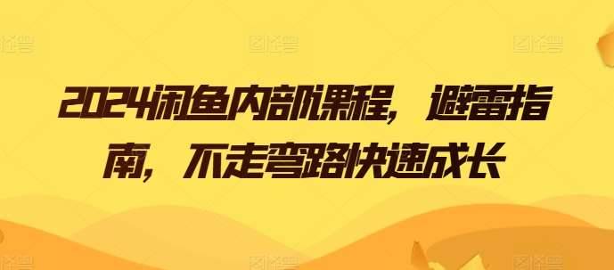 2024闲鱼内部课程，避雷指南，不走弯路快速成长-安稳项目网-网上创业赚钱首码项目发布推广平台-首码网