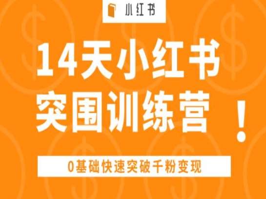 14天小红书突围训练营 ，0基础快速突破千粉变现-安稳项目网-网上创业赚钱首码项目发布推广平台-首码网