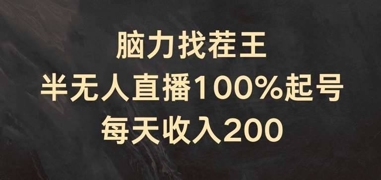 脑力找茬王，半无人直播100%起号，每天收入200+【揭秘】-安稳项目网-网上创业赚钱首码项目发布推广平台-首码网