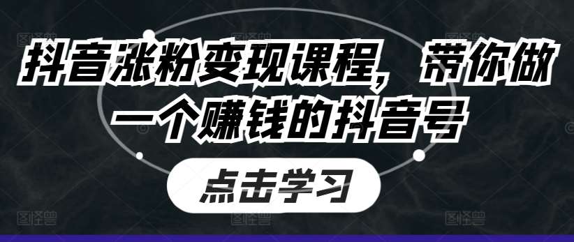 抖音涨粉变现课程，带你做一个赚钱的抖音号-安稳项目网-网上创业赚钱首码项目发布推广平台-首码网