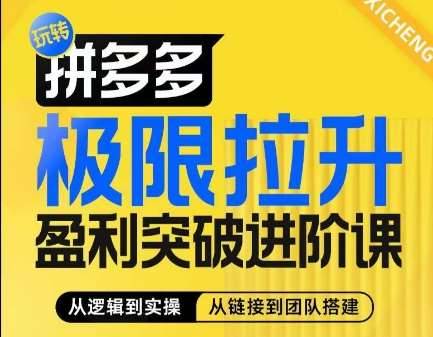 拼多多极限拉升盈利突破进阶课，​从算法到玩法，从玩法到团队搭建，体系化系统性帮助商家实现利润提升-安稳项目网-网上创业赚钱首码项目发布推广平台-首码网