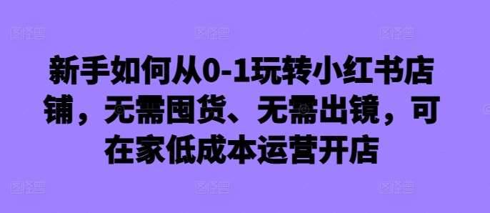 新手如何从0-1玩转小红书店铺，无需囤货、无需出镜，可在家低成本运营开店-安稳项目网-网上创业赚钱首码项目发布推广平台-首码网