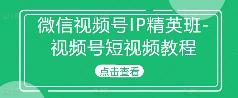 微信视频号IP精英班-视频号短视频教程-安稳项目网-网上创业赚钱首码项目发布推广平台-首码网