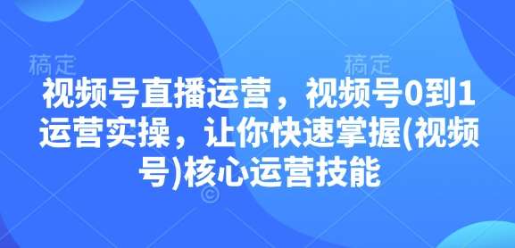 视频号直播运营，视频号0到1运营实操，让你快速掌握(视频号)核心运营技能-安稳项目网-网上创业赚钱首码项目发布推广平台-首码网