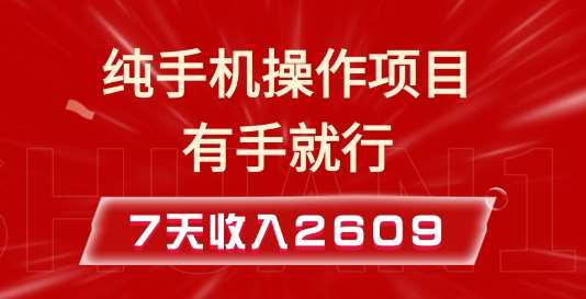 纯手机操作的小项目，有手就能做，7天收入2609+实操教程【揭秘】-安稳项目网-网上创业赚钱首码项目发布推广平台-首码网