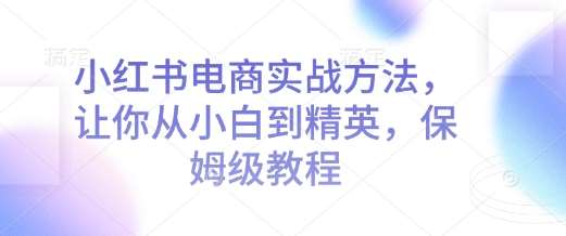 小红书电商实战方法，让你从小白到精英，保姆级教程-安稳项目网-网上创业赚钱首码项目发布推广平台-首码网