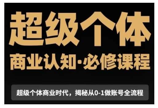 超级个体商业认知觉醒视频课，商业认知·必修课程揭秘从0-1账号全流程-安稳项目网-网上创业赚钱首码项目发布推广平台-首码网