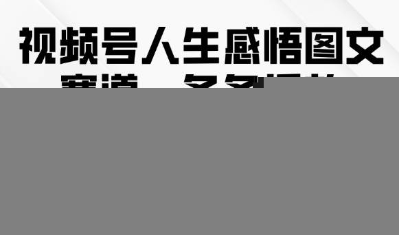 视频号人生感悟图文赛道，条条播放10w+，这个方法做视频号太牛了-安稳项目网-网上创业赚钱首码项目发布推广平台-首码网