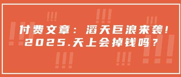 付费文章：滔天巨浪来袭！2025天上会掉钱吗？-安稳项目网-网上创业赚钱首码项目发布推广平台-首码网