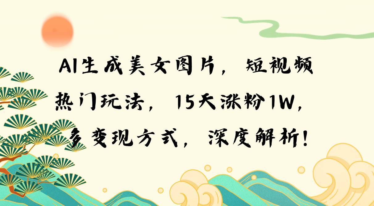 （13581期）AI生成美女图片，短视频热门玩法，15天涨粉1W，多变现方式，深度解析!-安稳项目网-网上创业赚钱首码项目发布推广平台-首码网