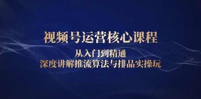 （13863期）视频号运营核心课程，从入门到精通，深度讲解推流算法与排品实操玩-安稳项目网-网上创业赚钱首码项目发布推广平台-首码网