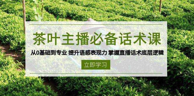 （13961期）茶叶 主播必备话术课 从0基础到专业 提升语感表现力 掌握直播话术底层逻辑-安稳项目网-网上创业赚钱首码项目发布推广平台-首码网