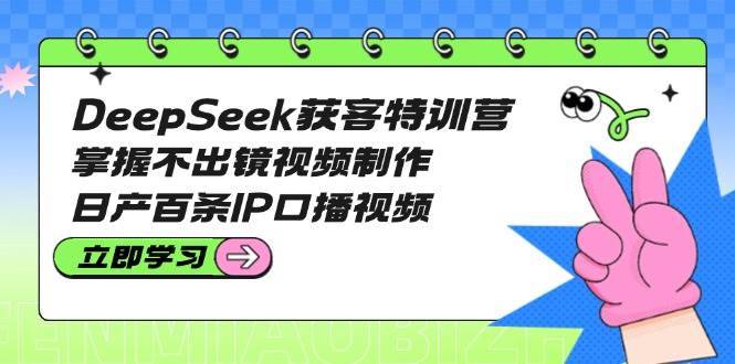 （14544期）DeepSeek获客特训营：掌握不出镜视频制作，日产百条IP口播视频-安稳项目网-网上创业赚钱首码项目发布推广平台-首码网